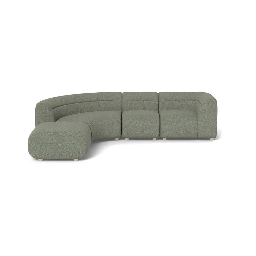 Curved Corner Sofa Right Hand - Grey, Boucle