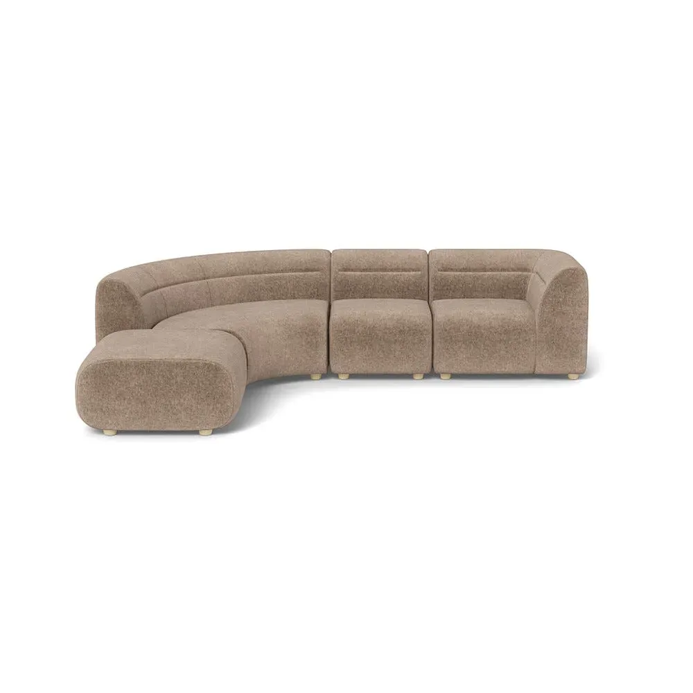 Curved Corner Sofa Right Hand - Natural, Boucle