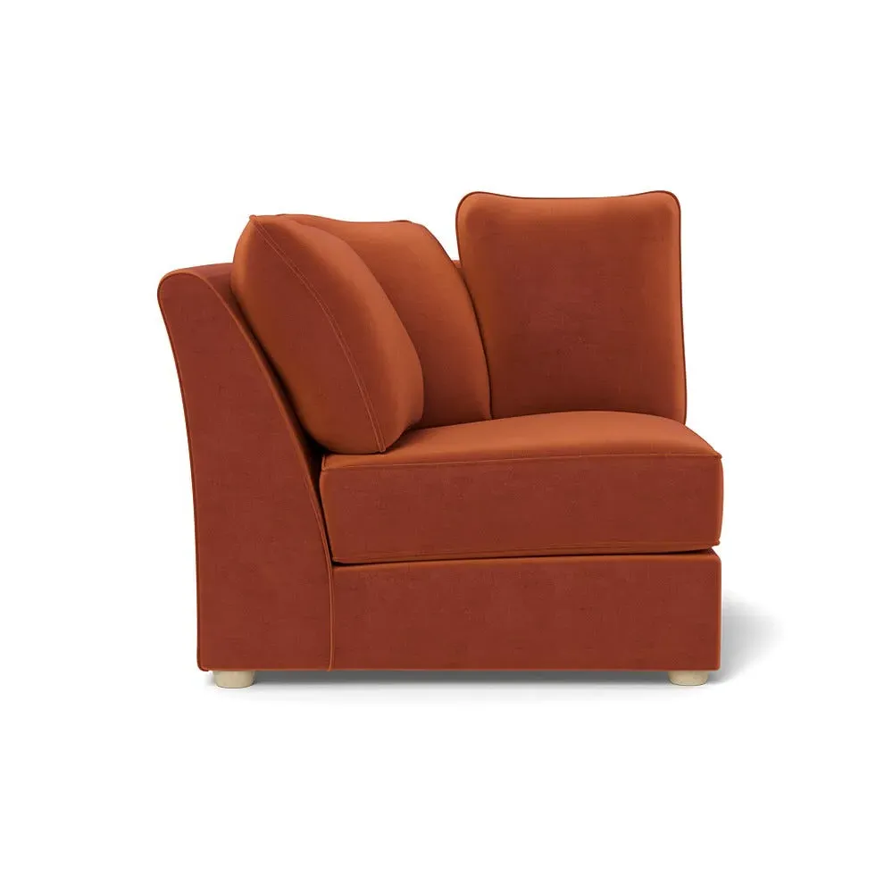 Curved Corner Unit RHF - Brown, Cotton Velvet