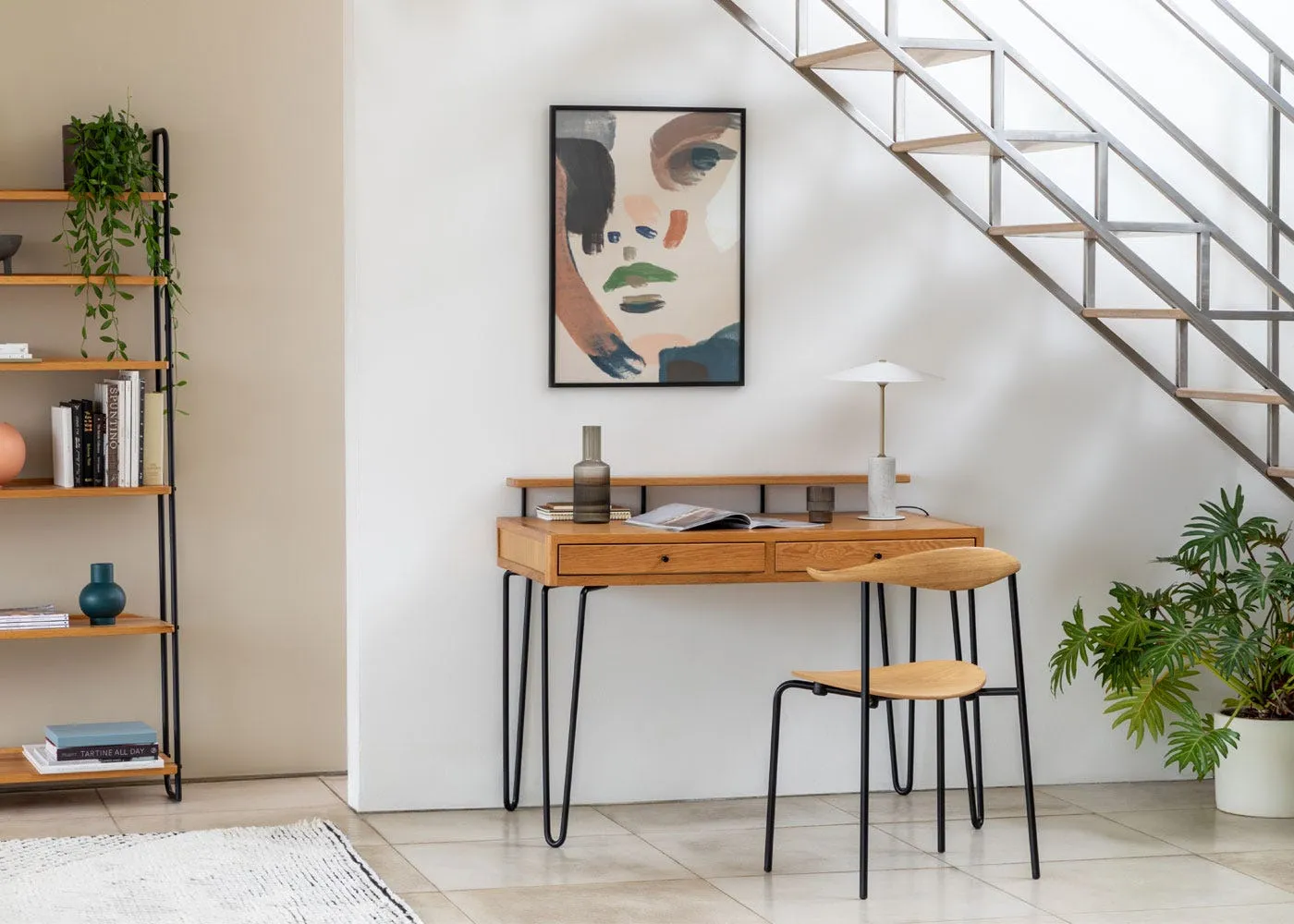 Desk with Drawers - Light Wood, Oak