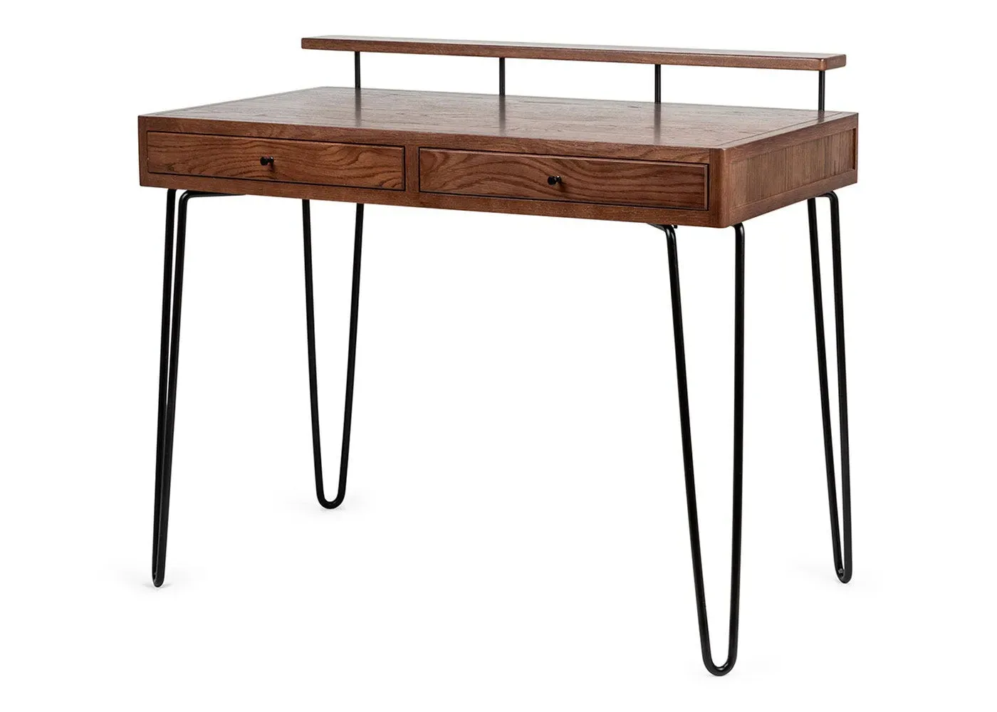 Desk with Drawers & Shelf - Dark Wood, Oak image