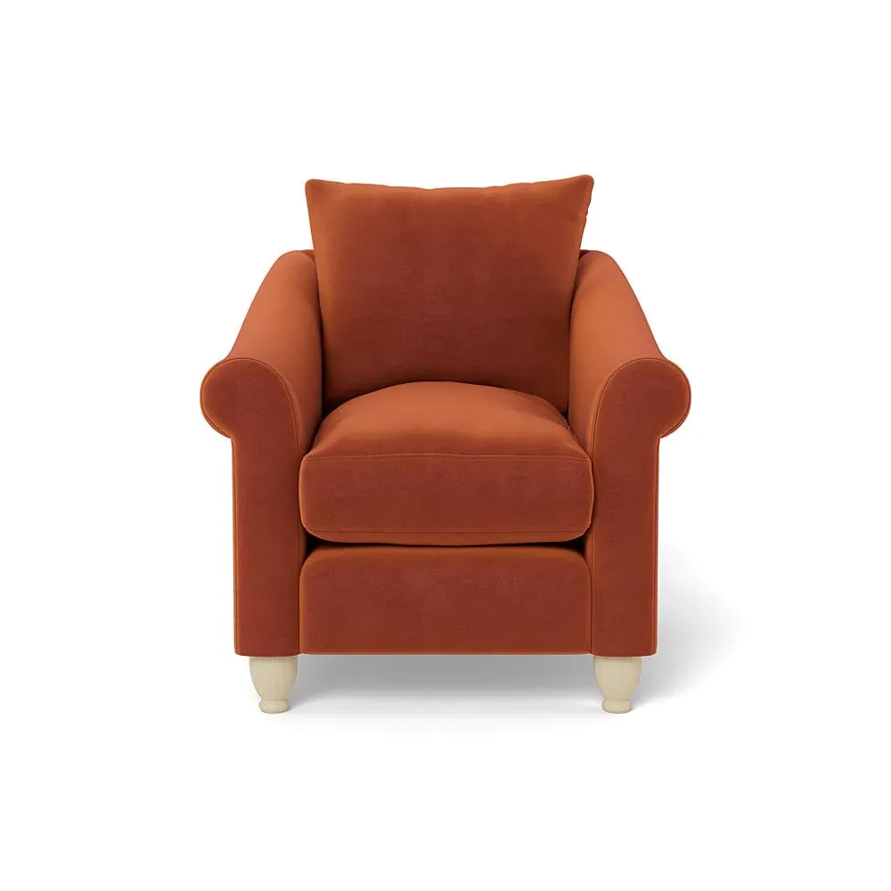 Devon Armchair - Brown, Cotton Velvet
