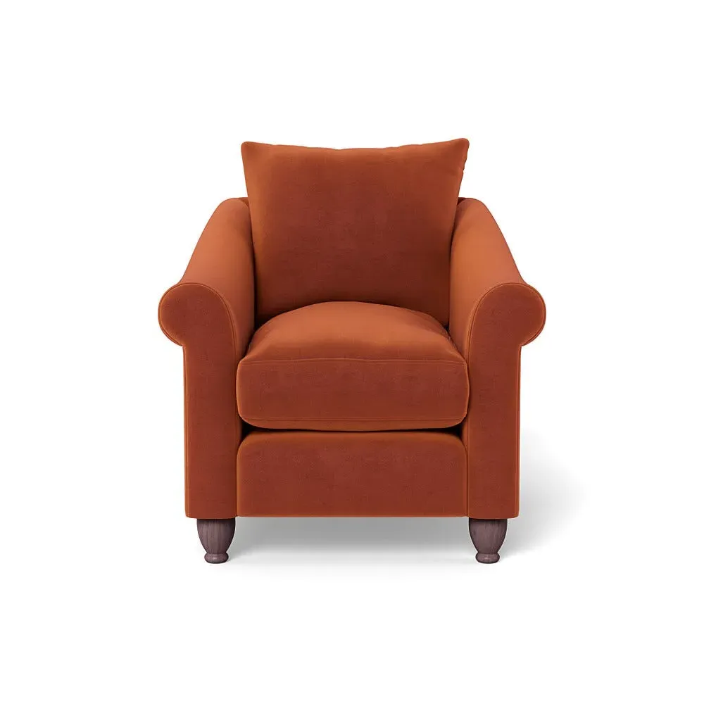 Devon Armchair - Brown, Cotton Velvet