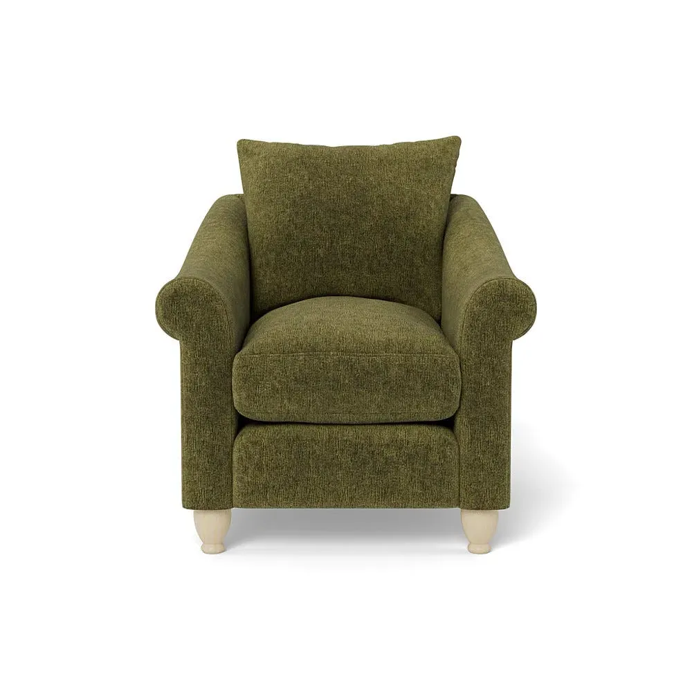 Devon Armchair - Green, Boucle Velvet