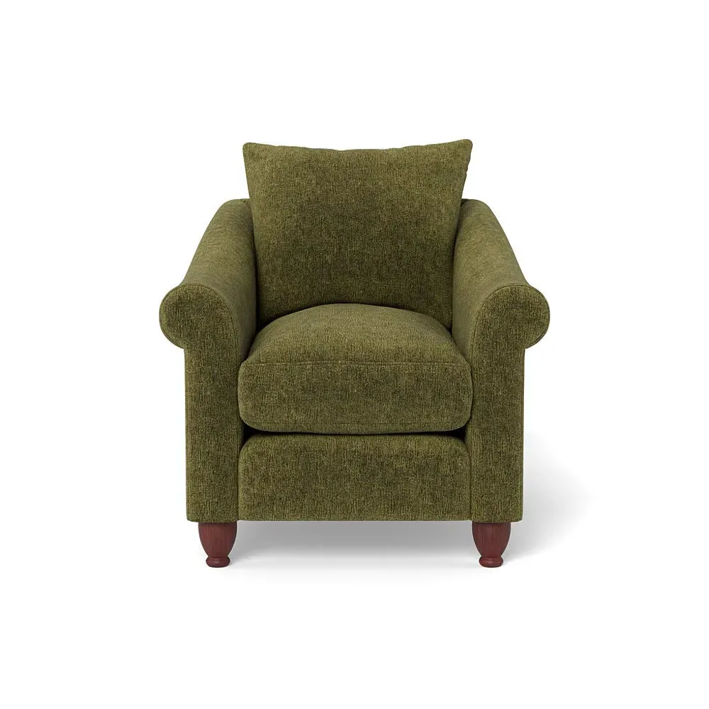Devon Armchair - Green, Boucle Velvet