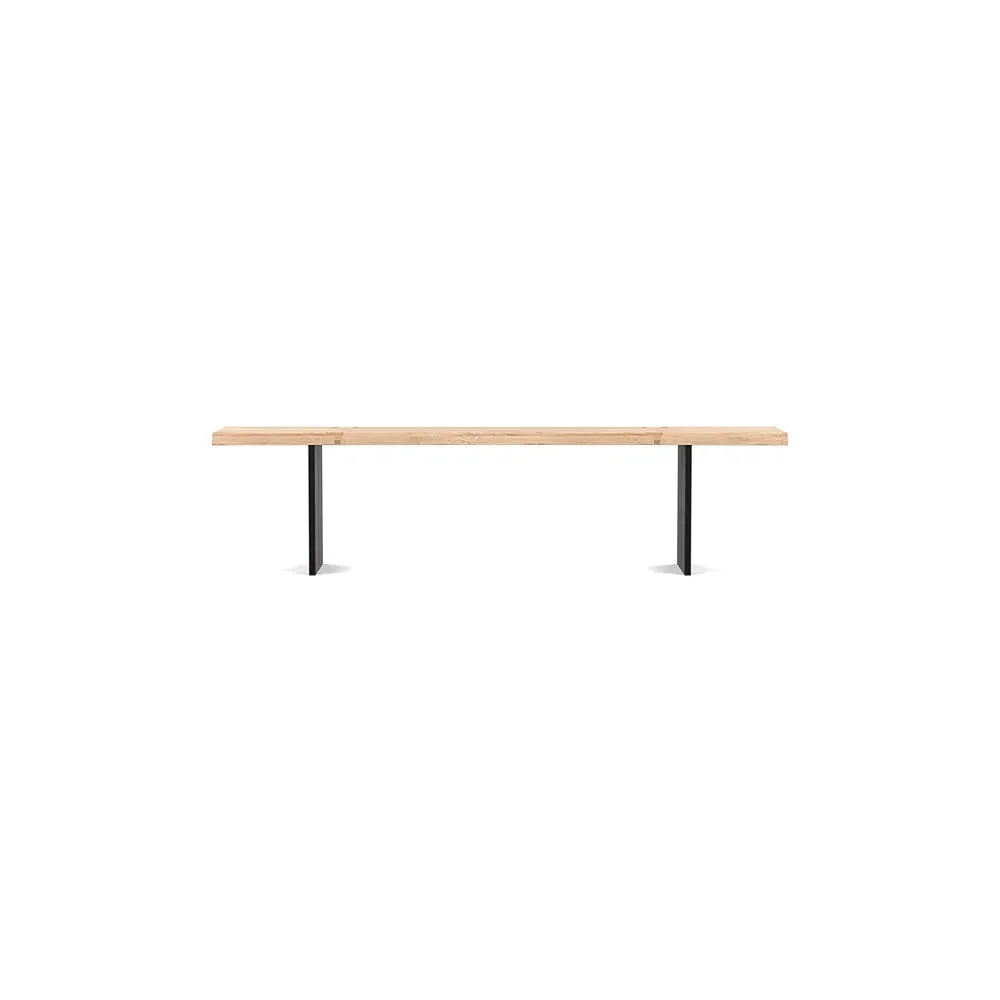 Dining Bench with Black Legs - Oak, Wood