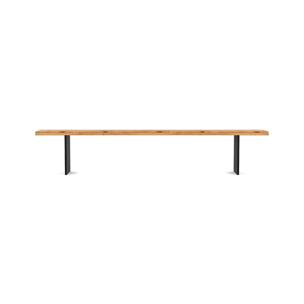 Dining Bench with Black Legs - Oak, Wood