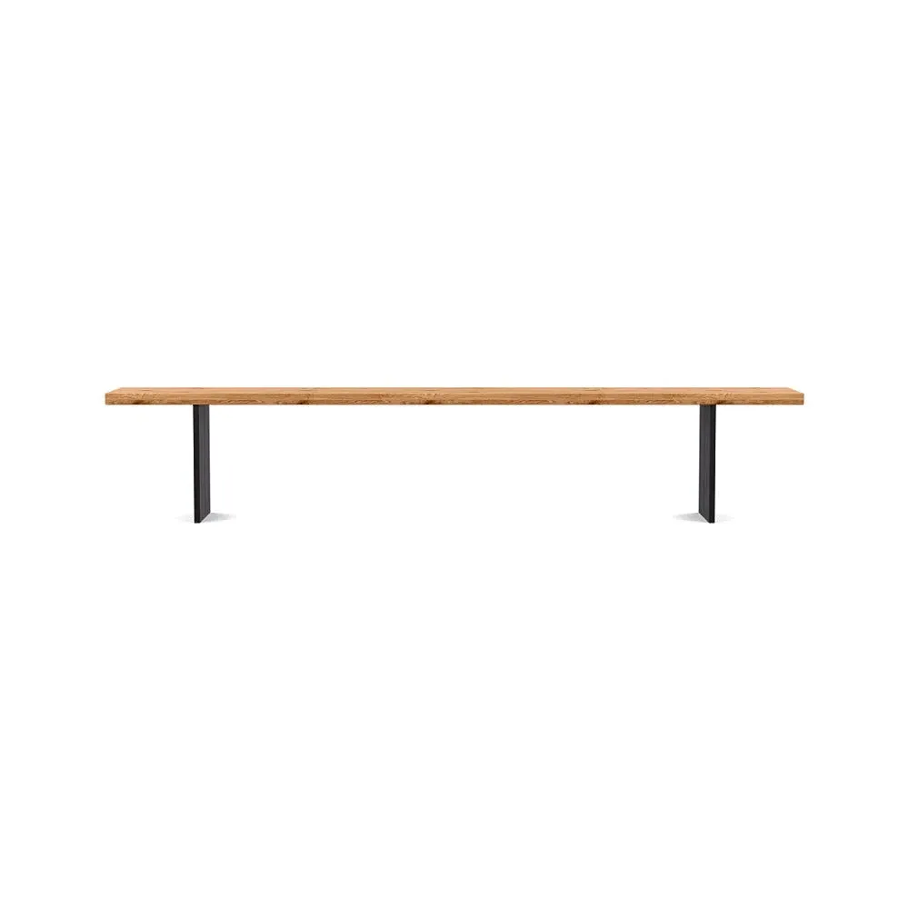 Dining Bench with Black Legs - Oak, Wood