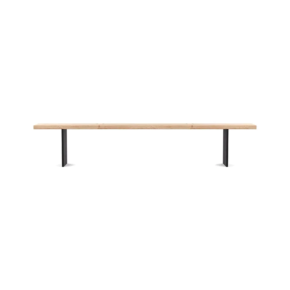 Dining Bench with Black Legs - Oak, Wood