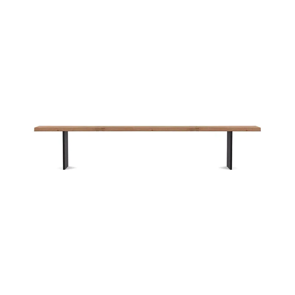 Dining Bench with Black Legs - Smoked Oak, Wood