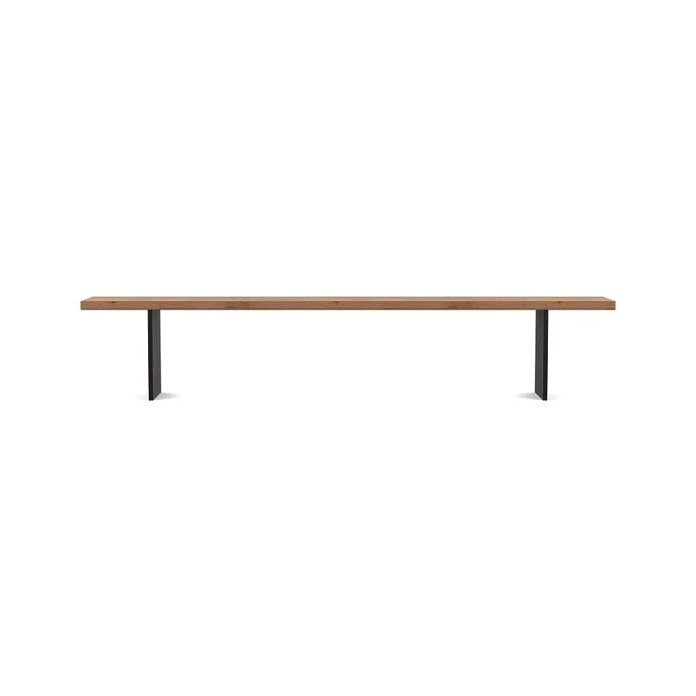 Dining Bench with Black Legs - Smoked Oak, Wood