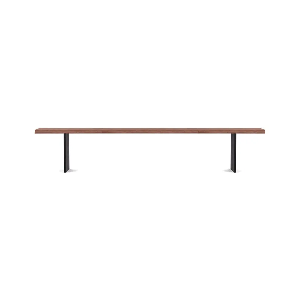 Dining Bench with Black Legs - Walnut, Wood