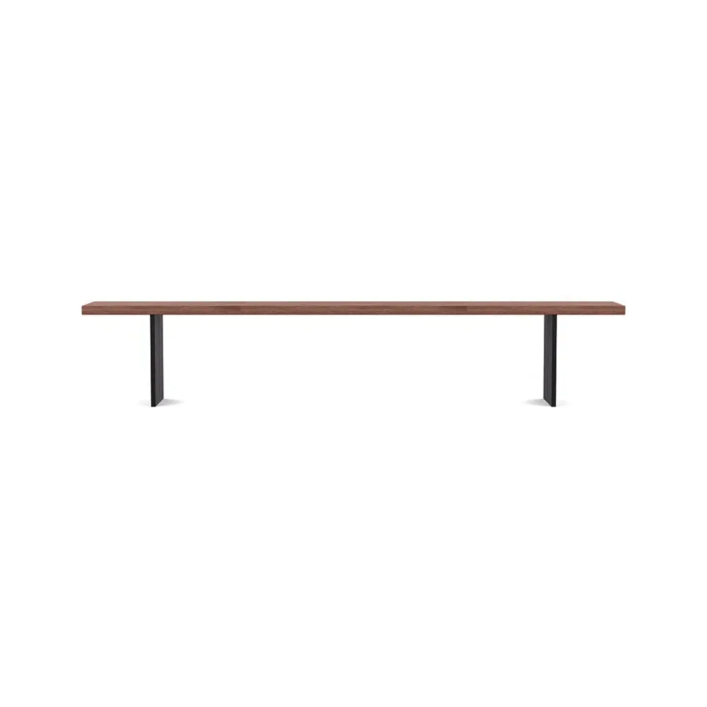 Dining Bench with Black Legs - Walnut, Wood