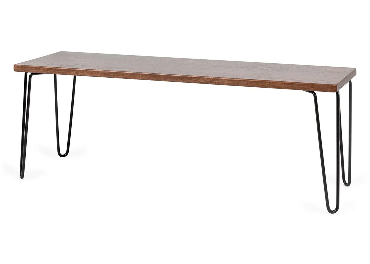 Dining Bench with Metal Legs - Dark Wood, Oak