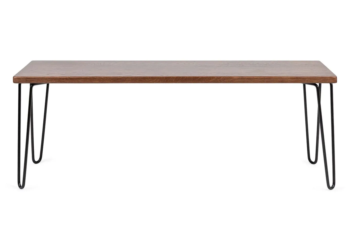 Dining Bench with Metal Legs - Dark Wood, Oak image