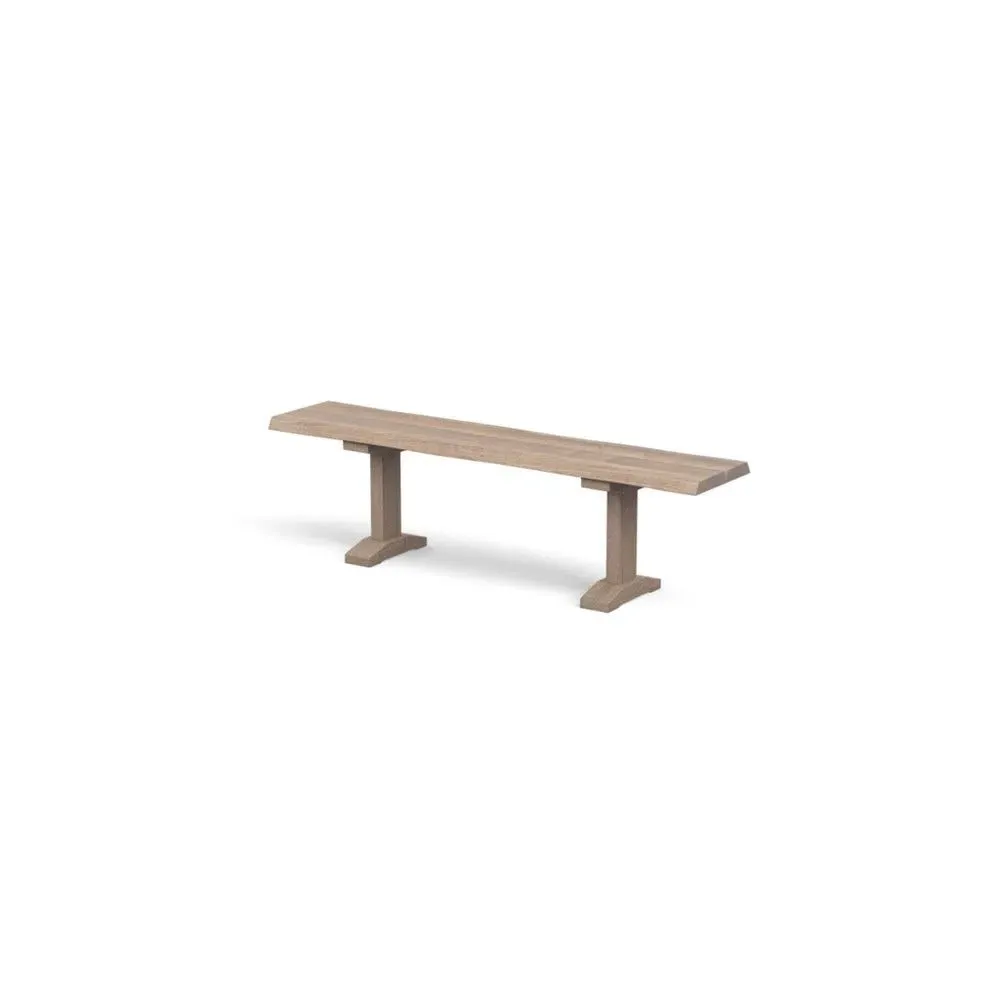 Dining Bench with Natural Edge - Grey, Oak