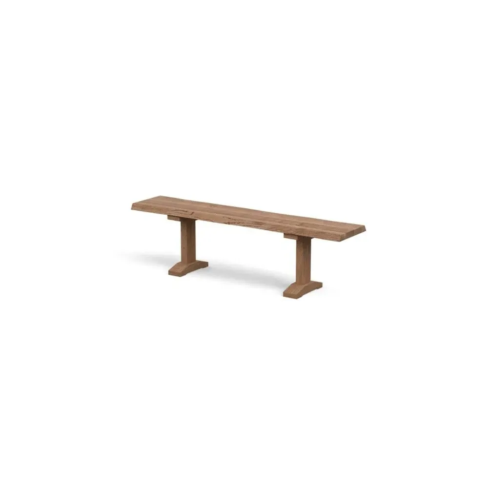 Dining Bench with Natural Edge - Smoked, Oak