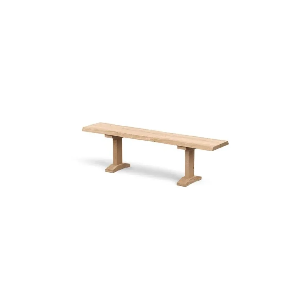 Dining Bench with Natural Edge - White, Oak