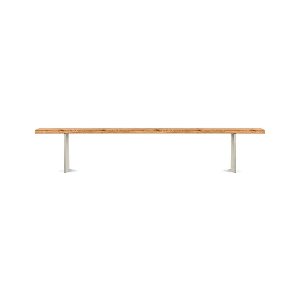 Dining Bench with Steel Legs - Oak, Wood