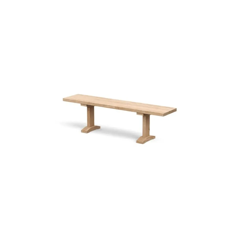 Dining Bench with Straight Edge - White, Oak