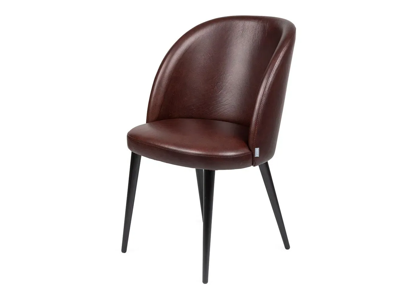 Dining Chair with Black Legs - Dark Brown, Leather image