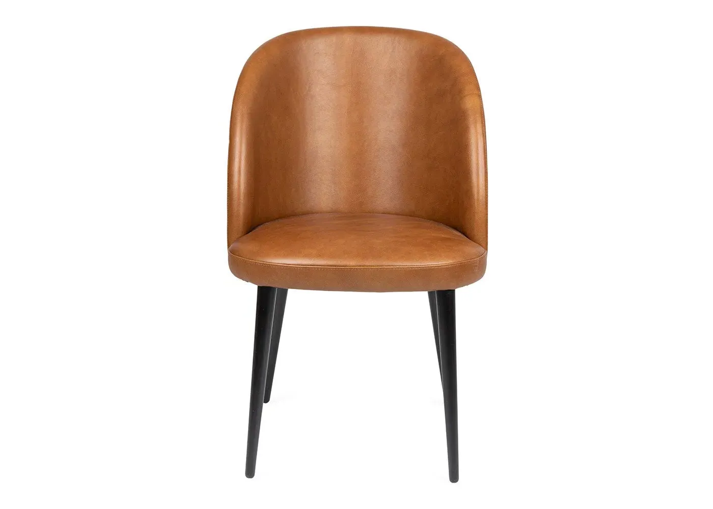 Dining Chair with Black Legs - Tan, Leather