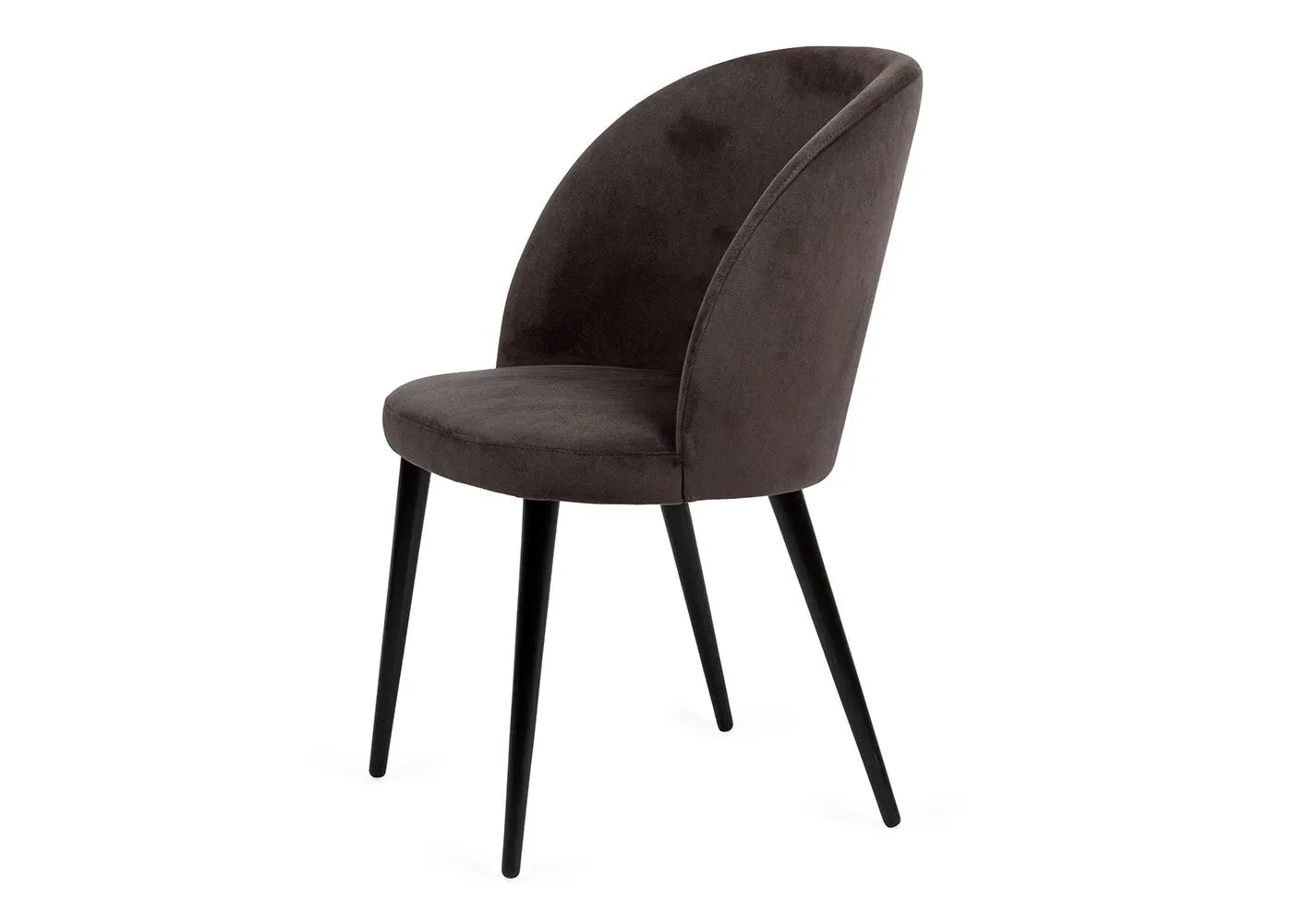 Dining Chair with Curved Back - Grey, Velvet image
