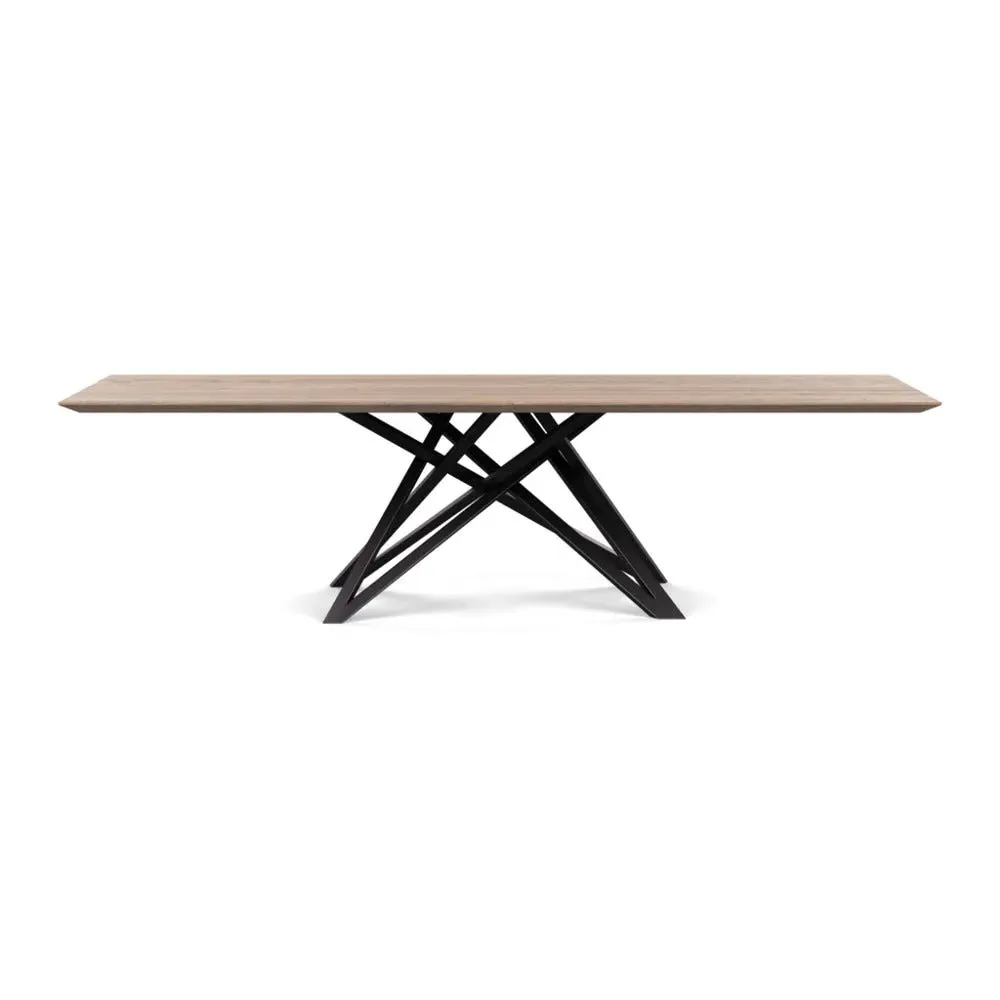 Dining Table Chamfered Edge - Grey, Oiled Oak