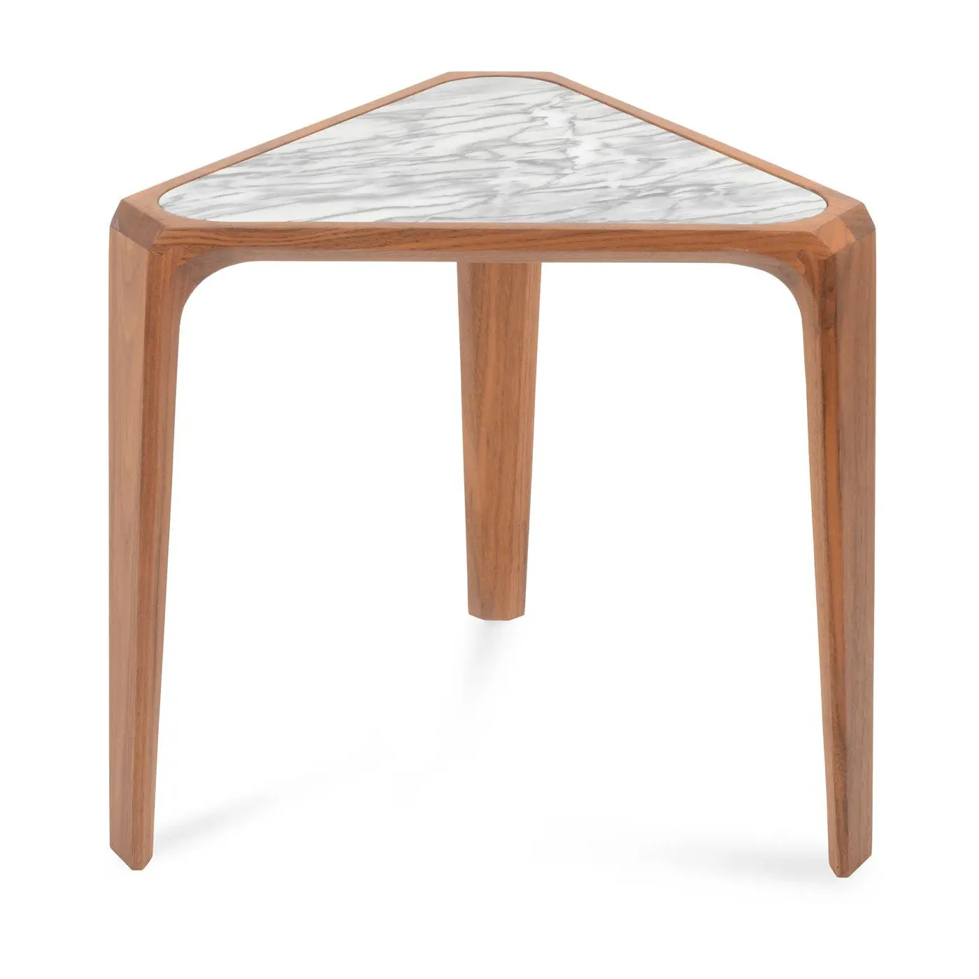 Dining Table with Marble Inlay - White, Walnut