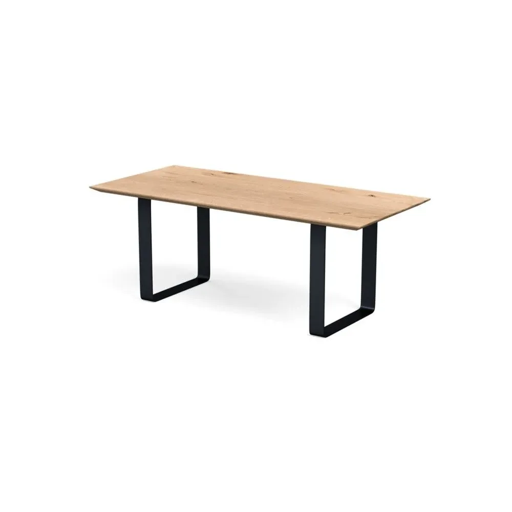 Dining Table with Metal Frame - Blonde Oak