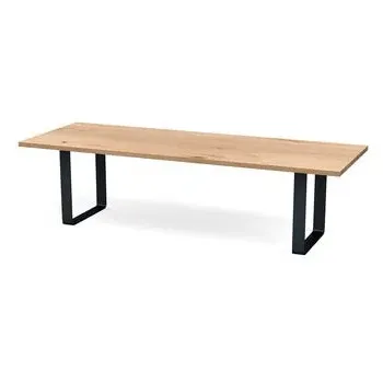 Dining Table with Metal Frame - Blonde Oak
