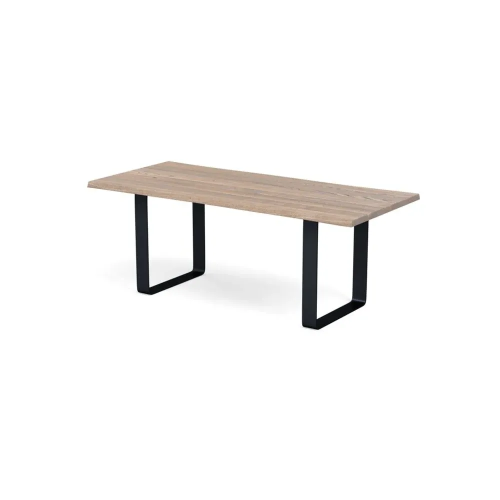 Dining Table with Metal Frame - Grey Oak