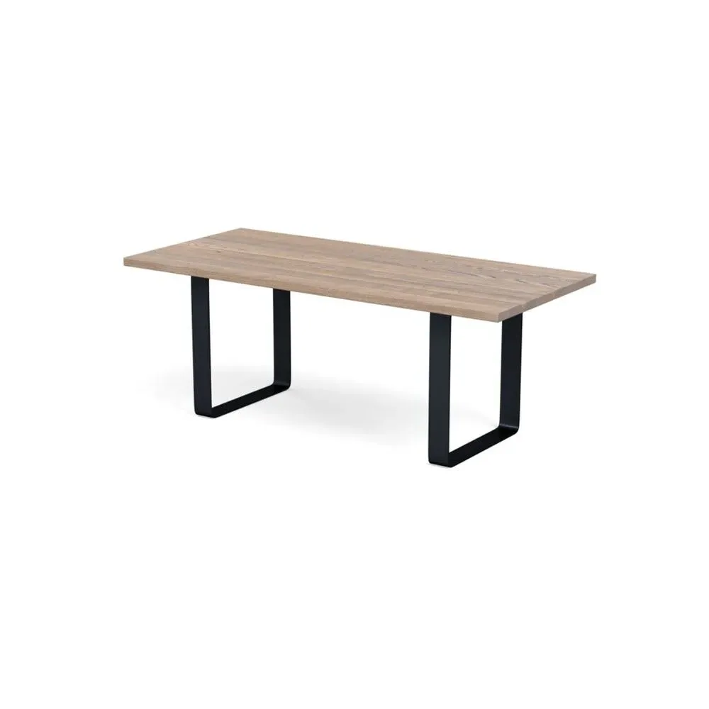 Dining Table with Metal Frame - Grey Oak