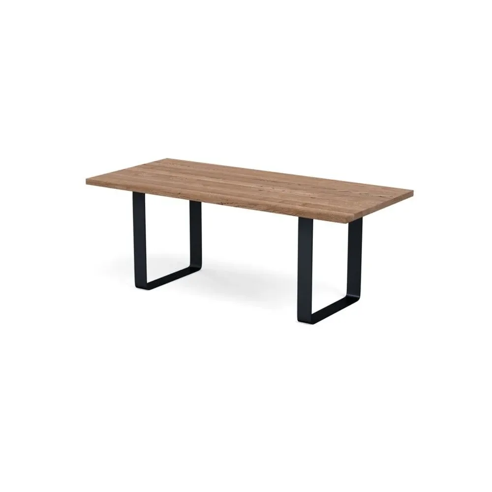 Dining Table with Metal Frame - Smoked Oak