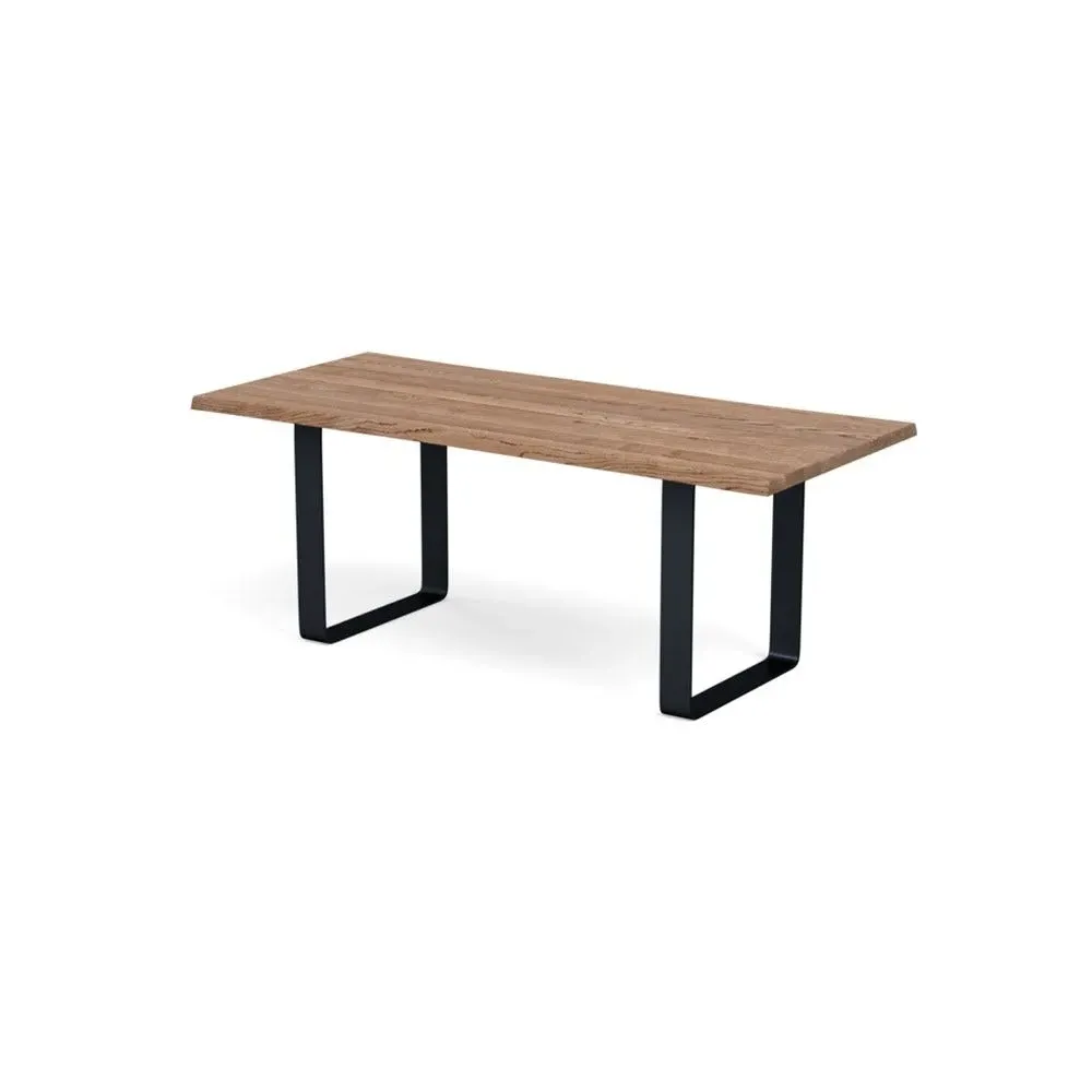 Dining Table with Metal Frame - Smoked Oak