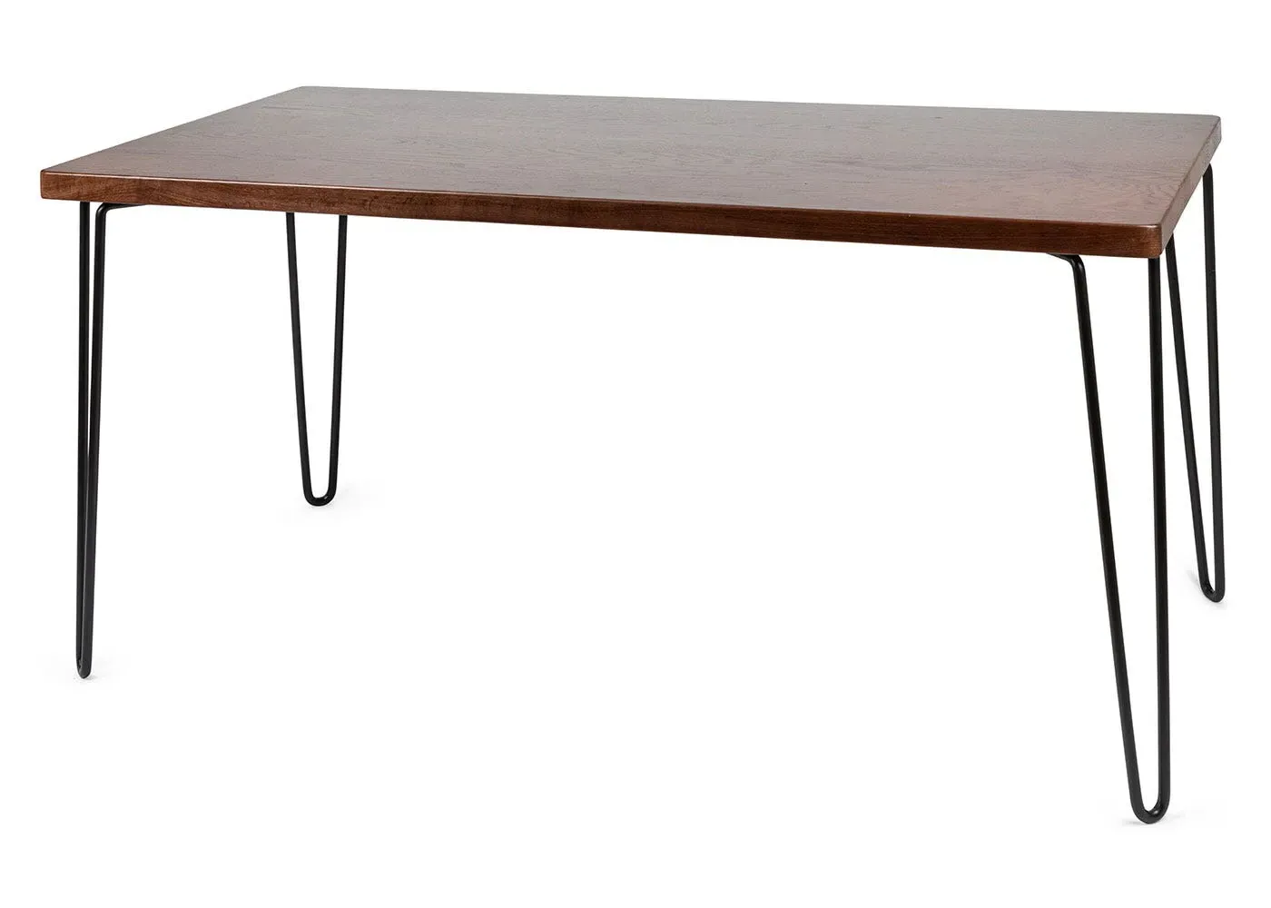 Dining Table with Metal Legs - Dark Wood, Oak image