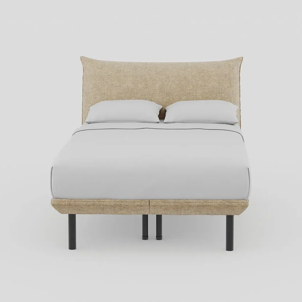 Double Bed with Black Feet - Almond, Velvet image