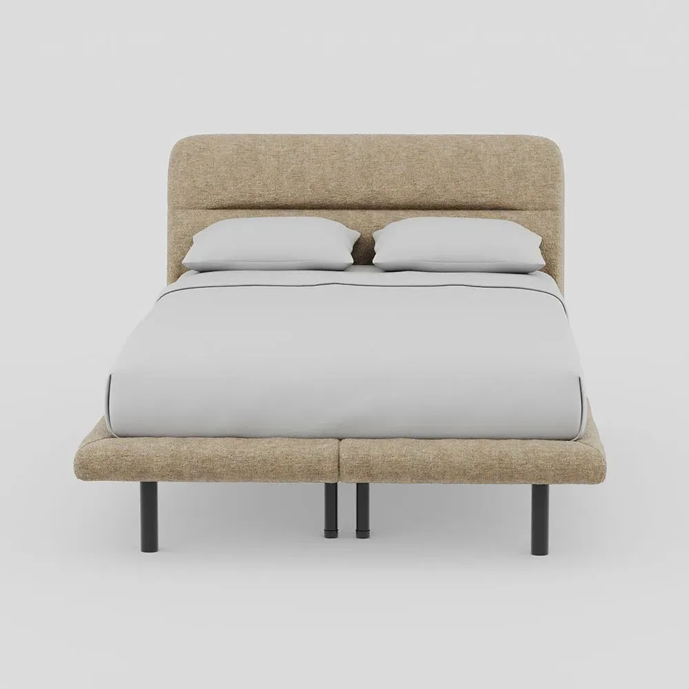 Double Bed with Black Feet - Almond, Velvet image