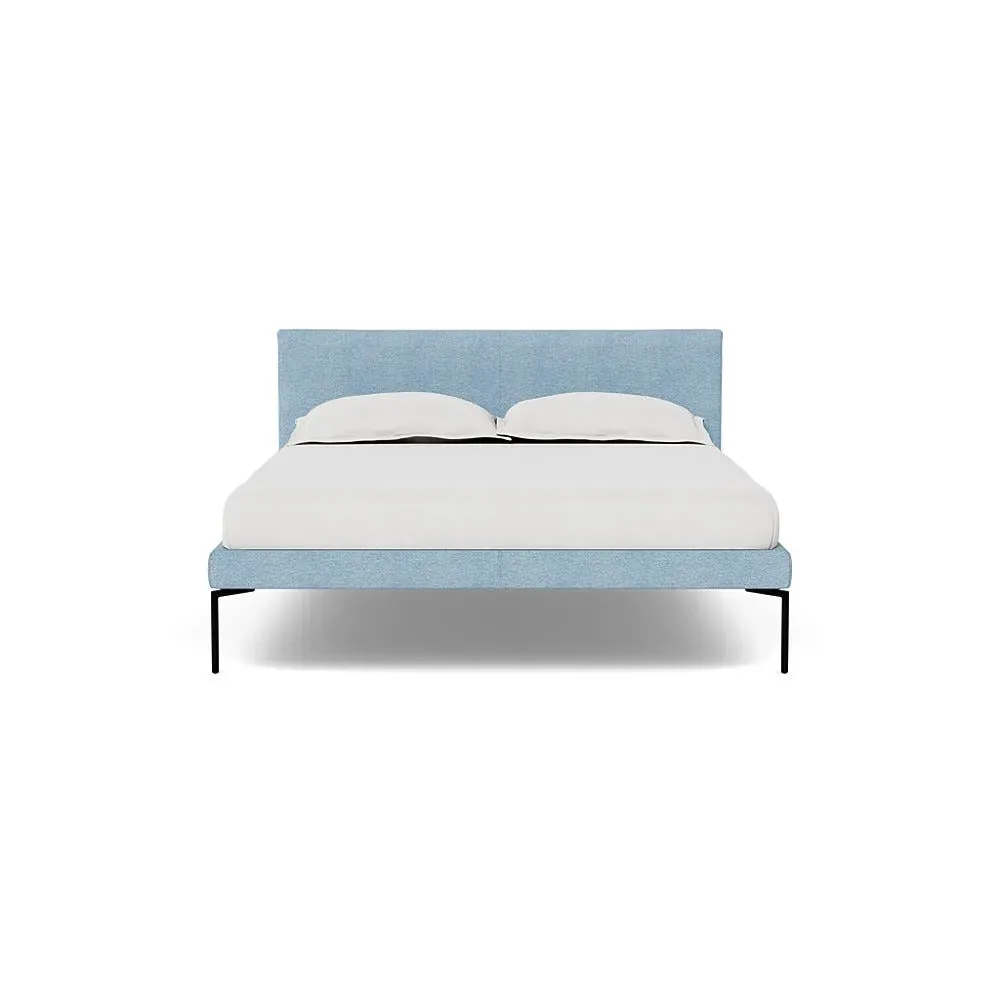 Double Bed with Curved Headboard - Blue, Boucle