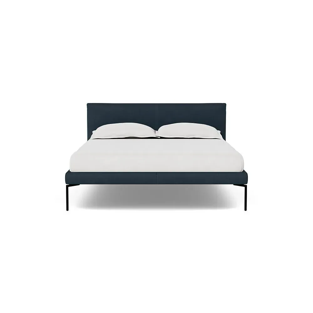 Double Bed with Curved Headboard - Blue, Cotton image