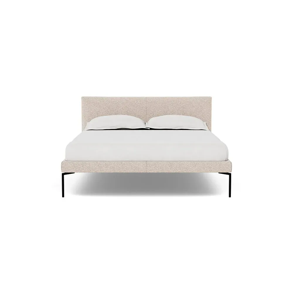 Double Bed with Curved Headboard - Taupe, Boucle