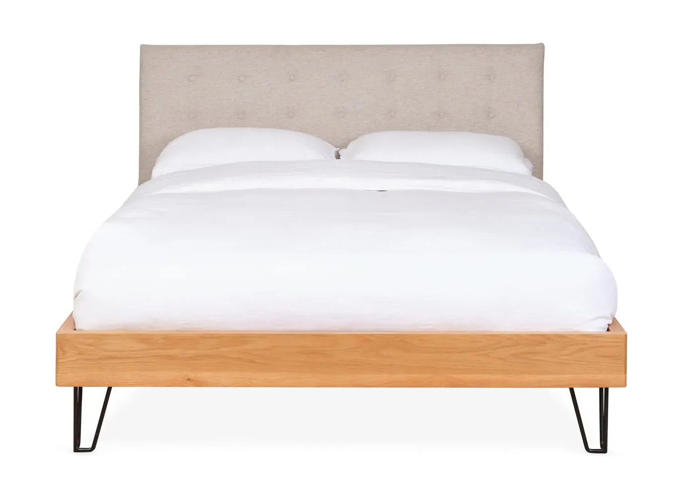 Double Bed with Fabric Headboard - Oatmeal image