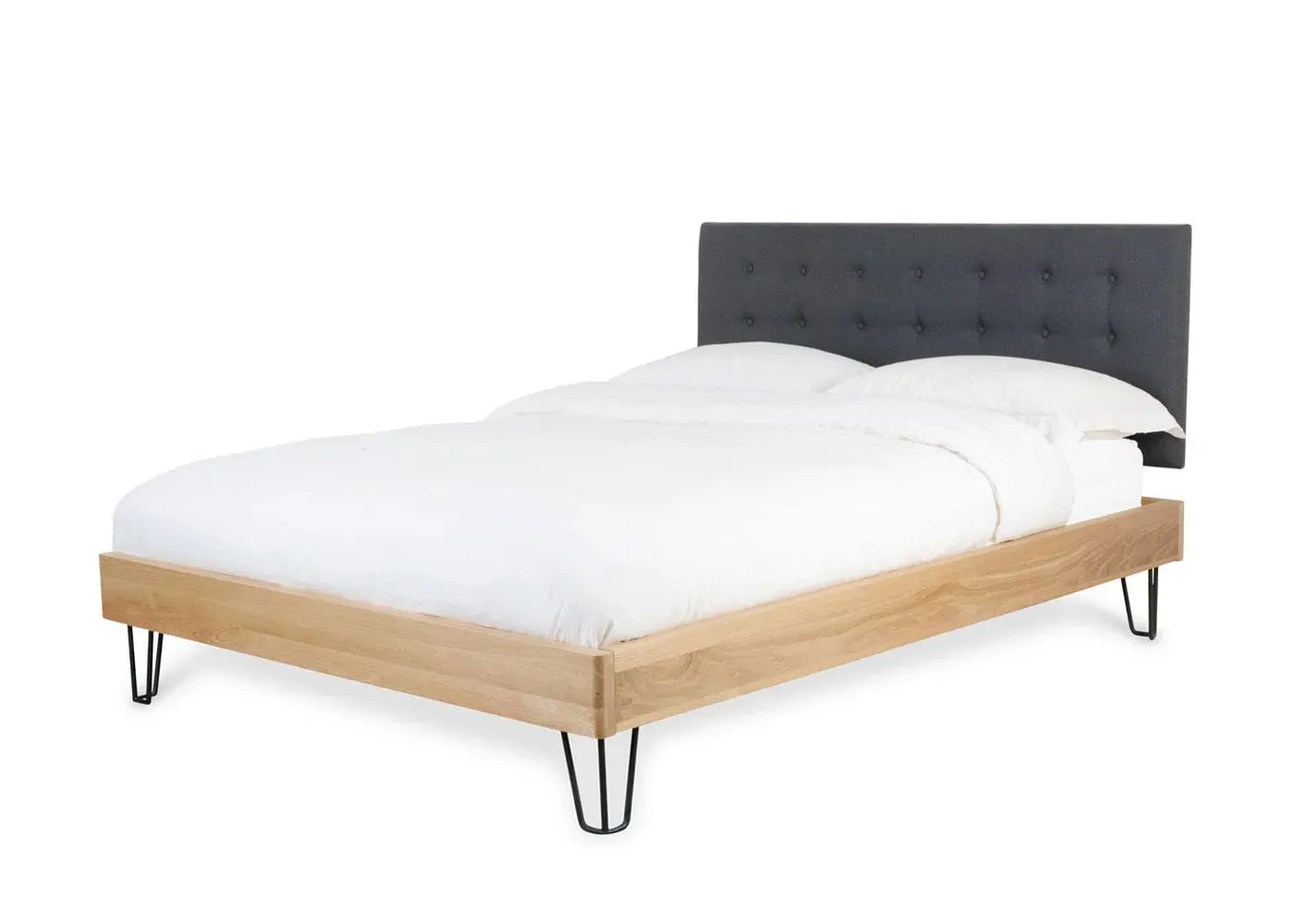 Double Bed with Headboard - Grey, Oak