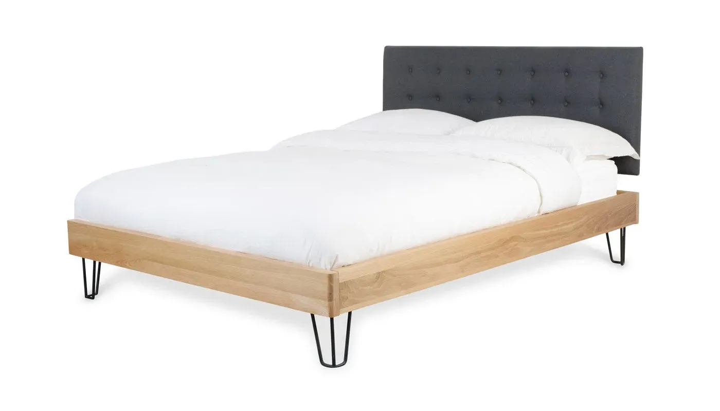 Double Bed with Headboard - Grey, Oak image
