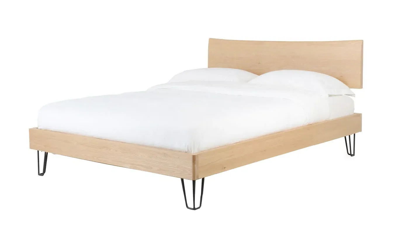 Double Bed with Headboard - Light Wood, Oak image