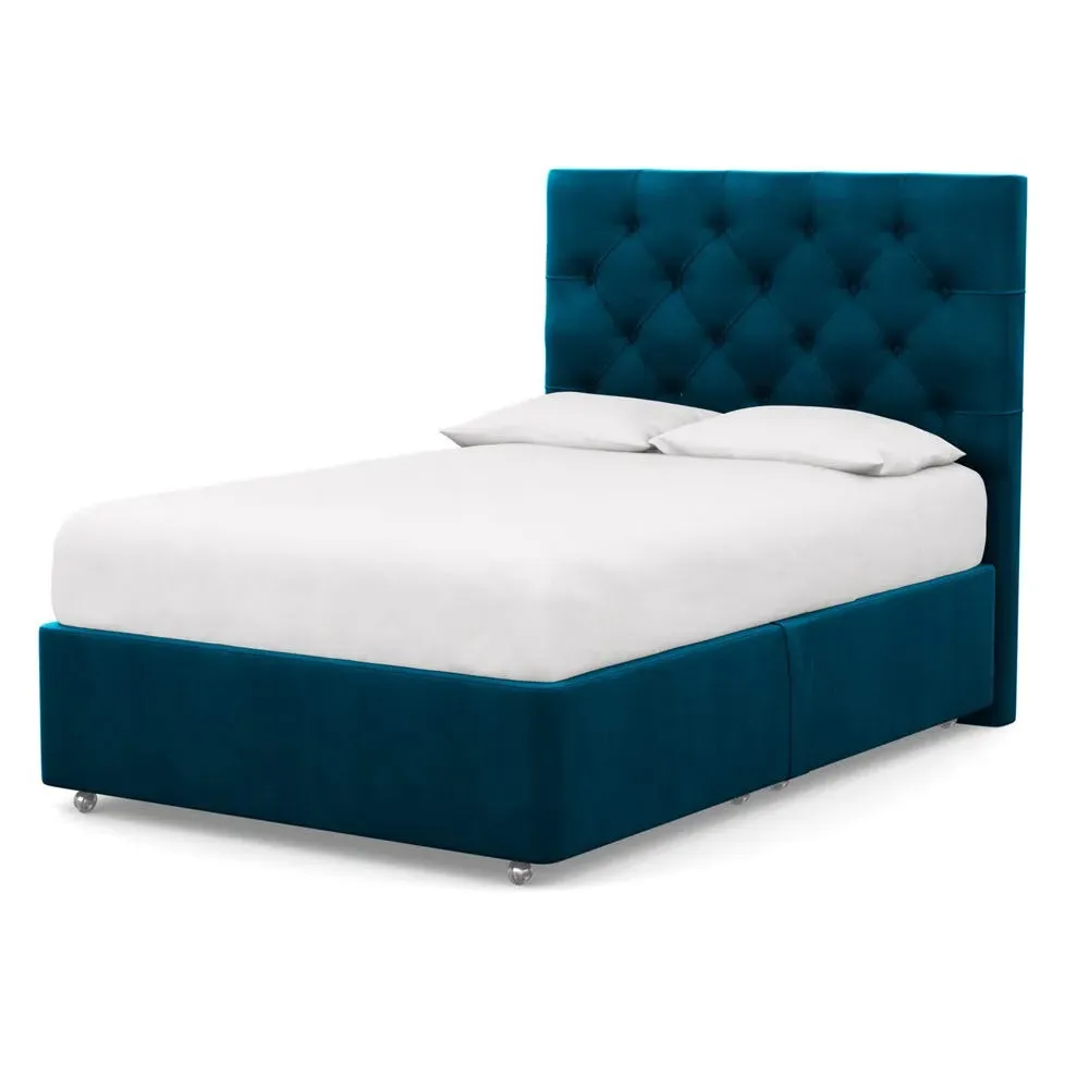 Double Divan Bed with Storage - Teal, Velvet image