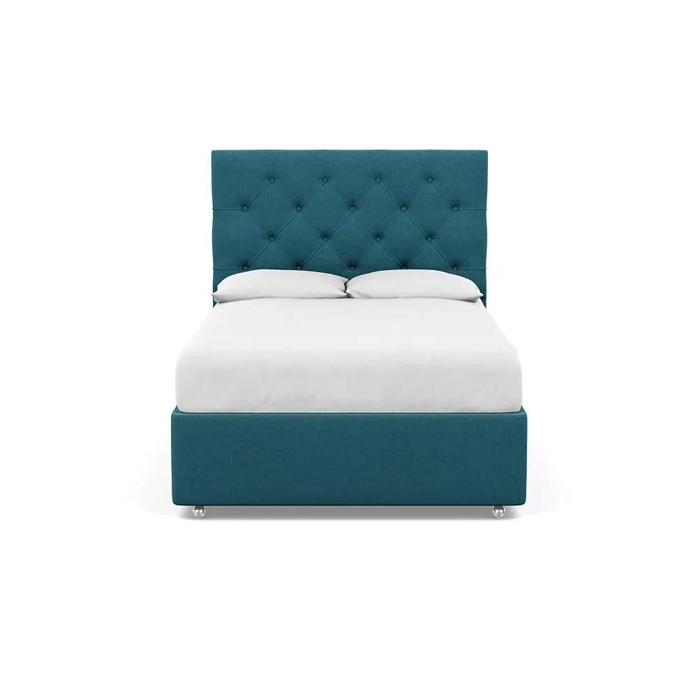Double Headboard with Button Detail - Blue, Cotton image