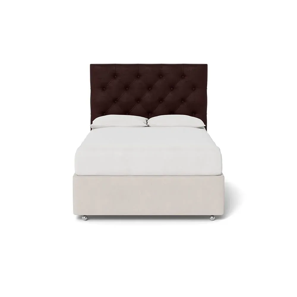 Double Headboard with Storage - Brown, Velvet