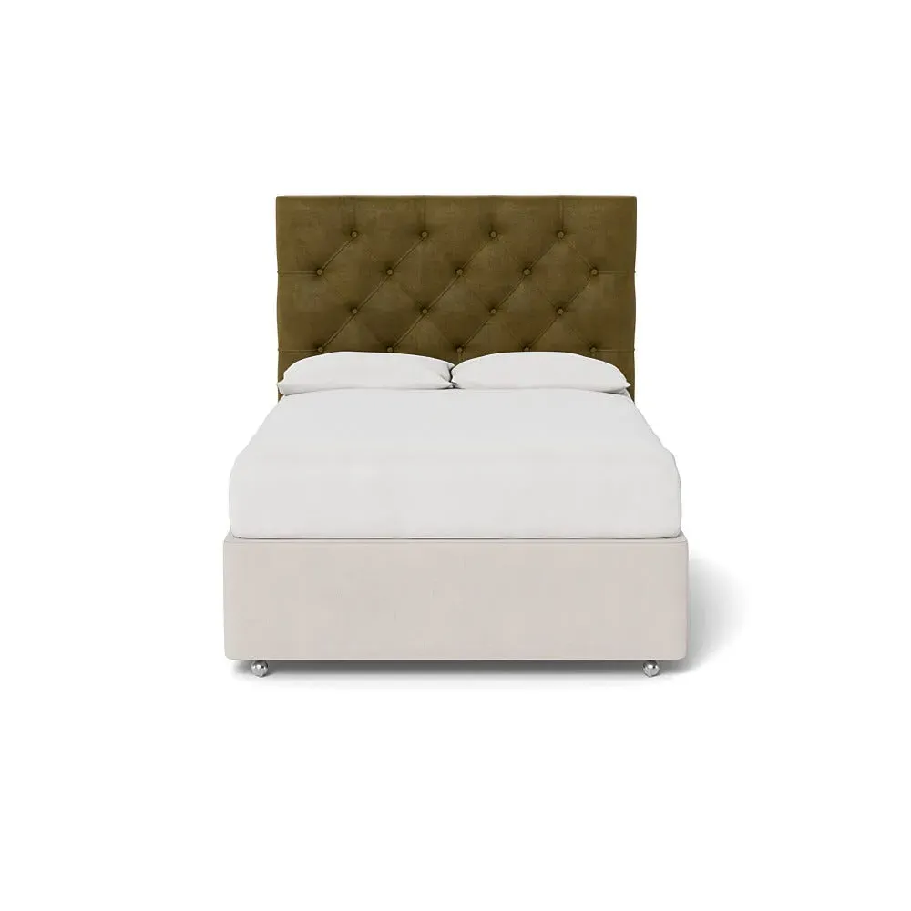 Double Headboard with Storage - Green, Velvet