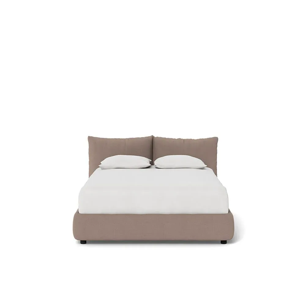 Double Pillow Bed - Brown, Textured Fabric